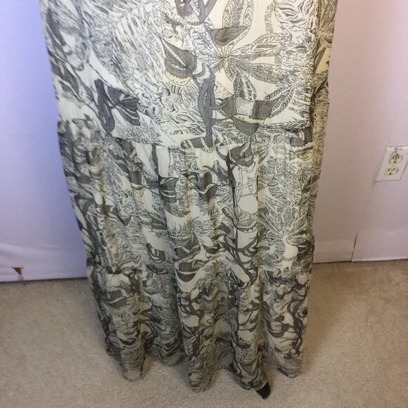 World Market Maxi Halter Dress S/M Womans Beige Metallic Crepe Tie Shoulder Boho - Picture 10 of 14